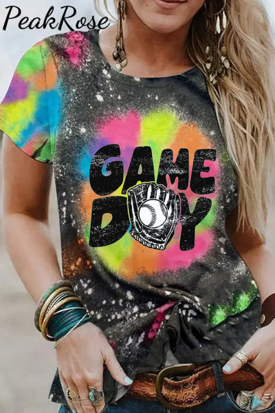 Game Day Printed Bleached Shirt T-Shirt