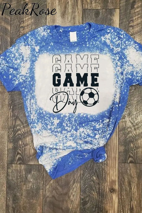 Game Day Soccer Mom Ball Bleached Print T-Shirt