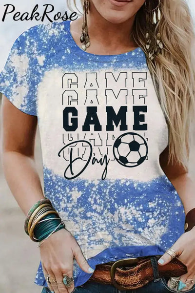 Game Day Soccer Mom Ball Bleached Print T-Shirt