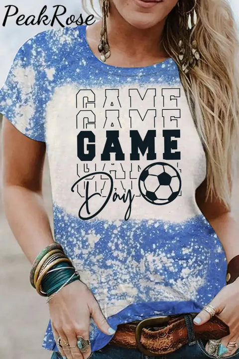 Game Day Soccer Mom Ball Bleached Print T-Shirt