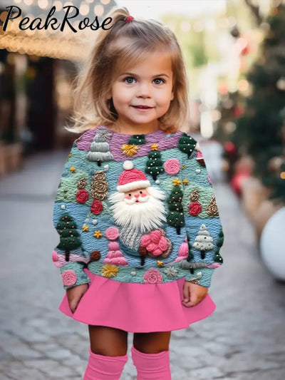 Girls’ Pink Santa Claus Casual Sweatshirt Kids Christmas Jumper / 125Cm Christmas