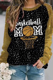 Glitter Basketball Mom Polka Dots Print Sweatshirt