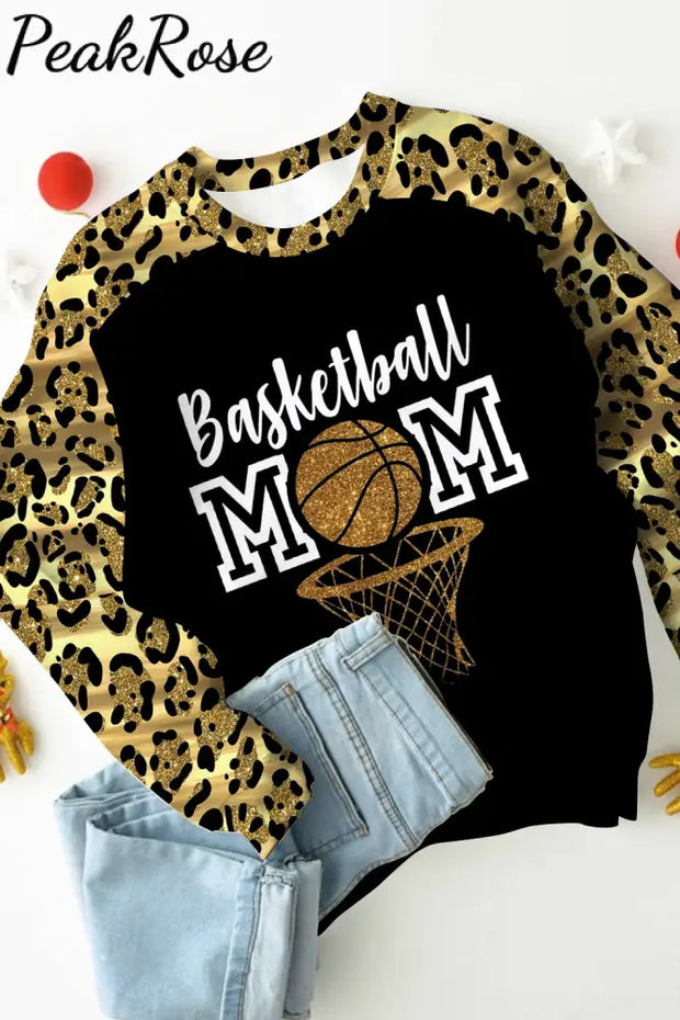 Glitter Basketball Mom Polka Splatter Tiger Stripe Leopard Sweatshirt