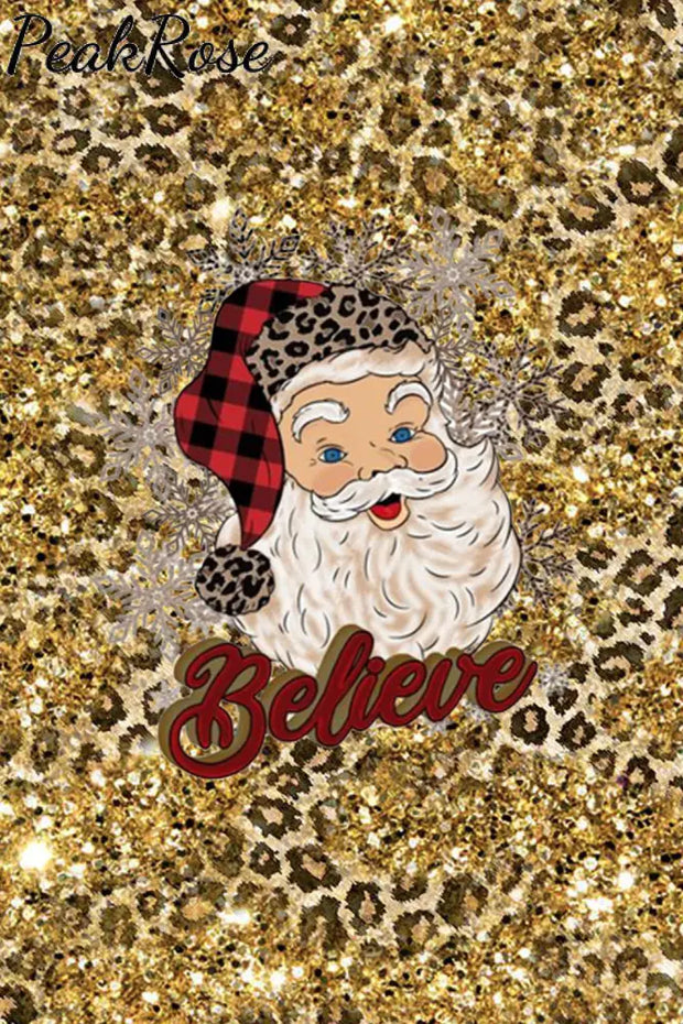 Glitter Christmas Believe Santa Print Leggings Leggings