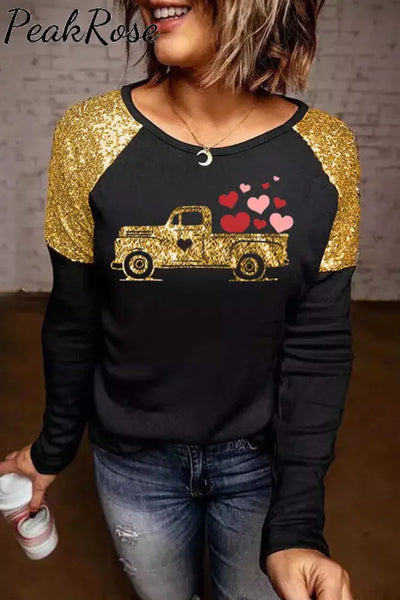 Glitter Golden Round Neck Sweatshirt