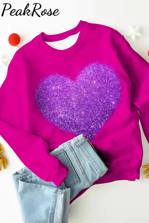 Glitter Heart Print Sweatshirt