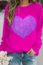 Glitter Heart Print Sweatshirt S