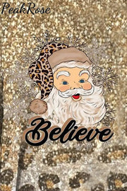 Glitter Leopard Christmas Believe Santa Tunic