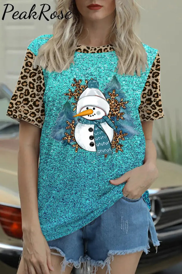 Glitter Leopard Showman Winter Print T-Shirt