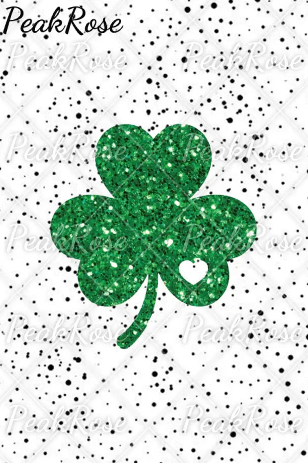 Glitter Lucky Clover St. Patrick’s Day Polka Dots Print T-Shirt