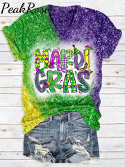 Glitter Mardi Gras Carnival Mask King Polka Print T-Shirt Multi / S T-Shirt