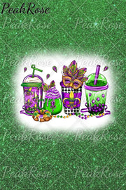 Glitter Mardi Gras Coffee Cups Mask King Cake Fleur De Lis Leopard Polka Print T-Shirt T-Shirt