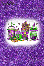 Glitter Mardi Gras Coffee Cups Mask King Cake Fleur De Lis Leopard Polka Print T-Shirt T-Shirt