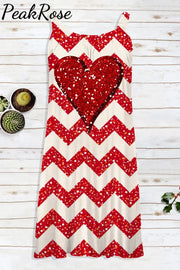 Glitter Striped Heart Sleeveless Dress