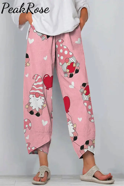 Gnome Print Casual Pants S / Pink Casual Pant