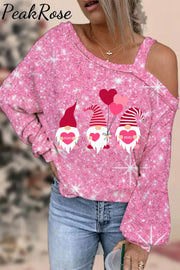 Gnome Print Off-Shoulder Blouse S / Pink