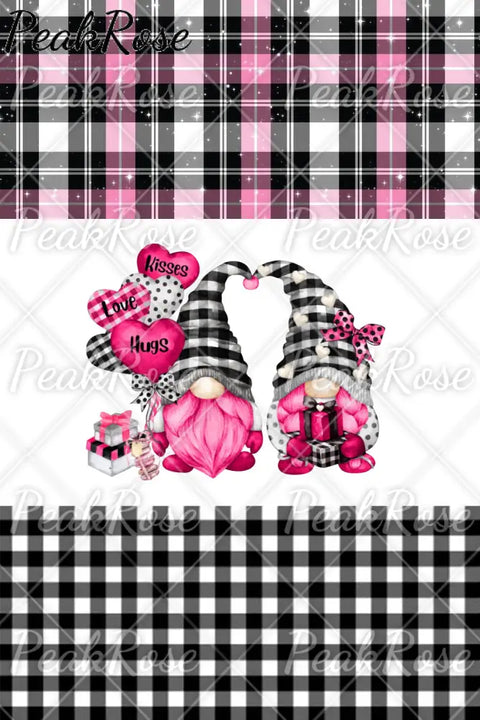 Gnomes Love Heart-Shaped Balloons Plaid Polka Print Denim Jeans