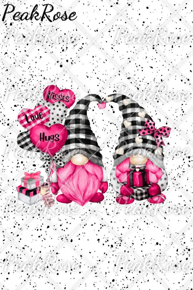 Gnomes Love Heart-Shaped Balloons Plaid Polka Print Loose Tunic With Pockets