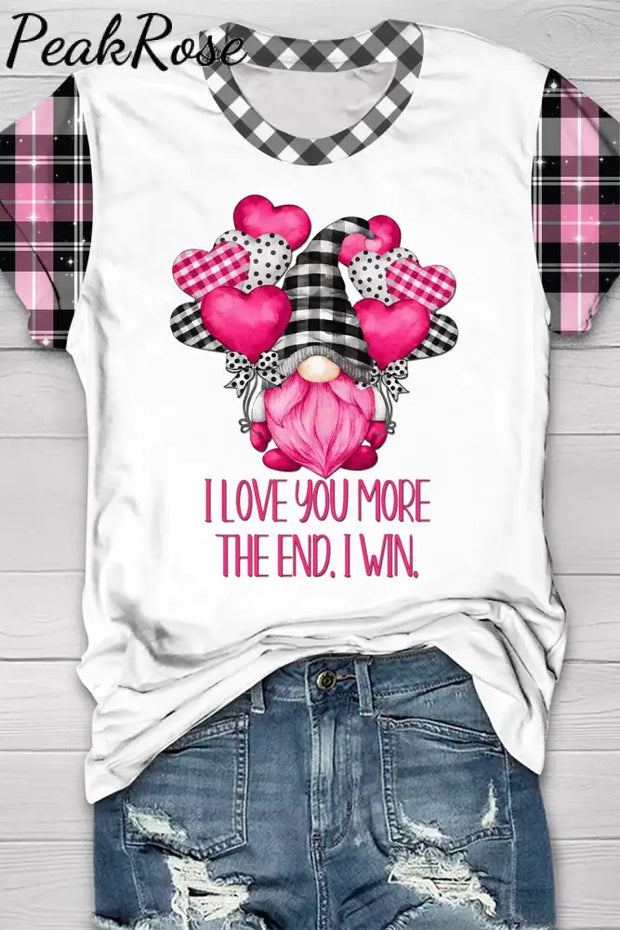 Gnomes Love Heart-Shaped Balloons Plaid Polka Print T-Shirt T-Shirt