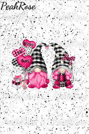 Gnomes Love Heart-Shaped Balloons Plaid Polka Print T-Shirt T-Shirt