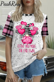 Gnomes Love Heart-Shaped Balloons Plaid Polka Print T-Shirt / S T-Shirt