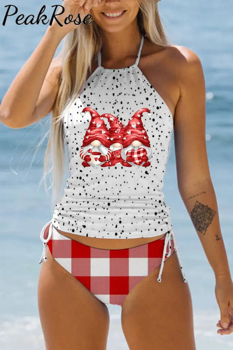 Gnomes Polka Dots Bikini Swimsuit S /