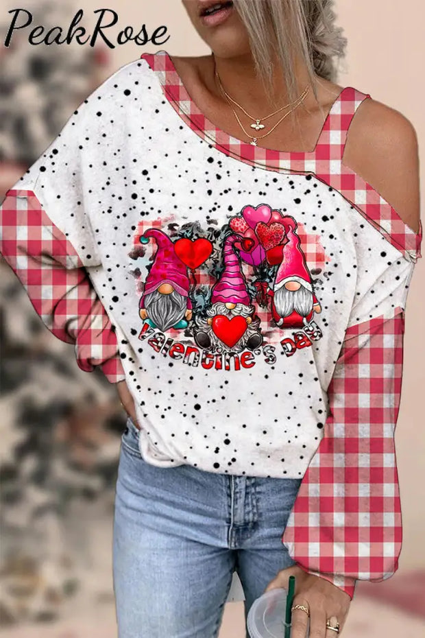 Gnomies Print Off-Shoulder Blouse