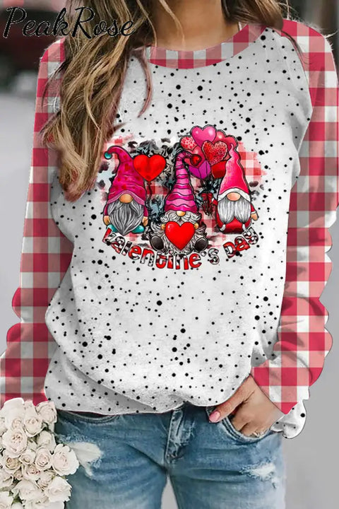 Gnomies Print Sweatshirt S / Red