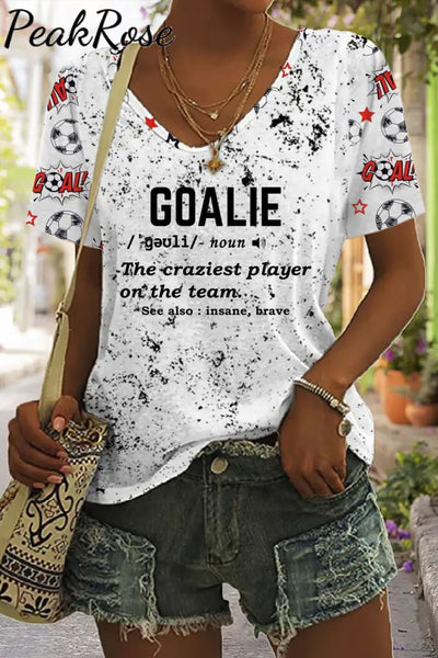 Goalie Goal Print Tie-Dye V Neck T-Shirt T-Shirt