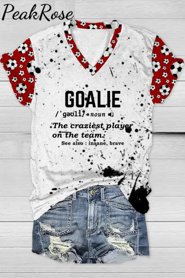 Goalie Goal Print V Neck T-Shirt T-Shirt