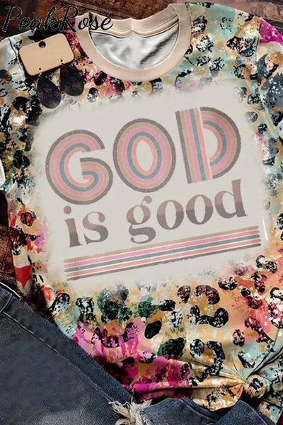 God Is Good Leopard Christian Round Neck Short Sleeve T-Shirt