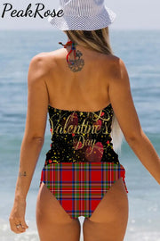 Gold Flash Scottish Plaid Halter Swimsuit