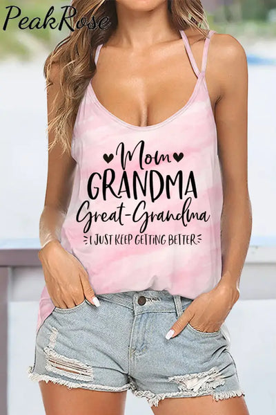 Gradient Mom Grandma Great-Grandma Print Beach Halter Top