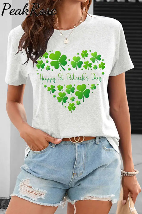 Green Clover Full Print Short-Sleeved T-Shirt White / S T-Shirt