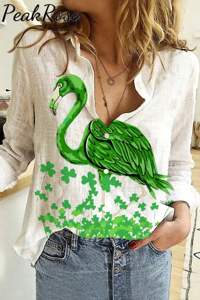 Green Flamingo Lucky Clover Collection Original Costume Long Sleeve Shirt S / Women