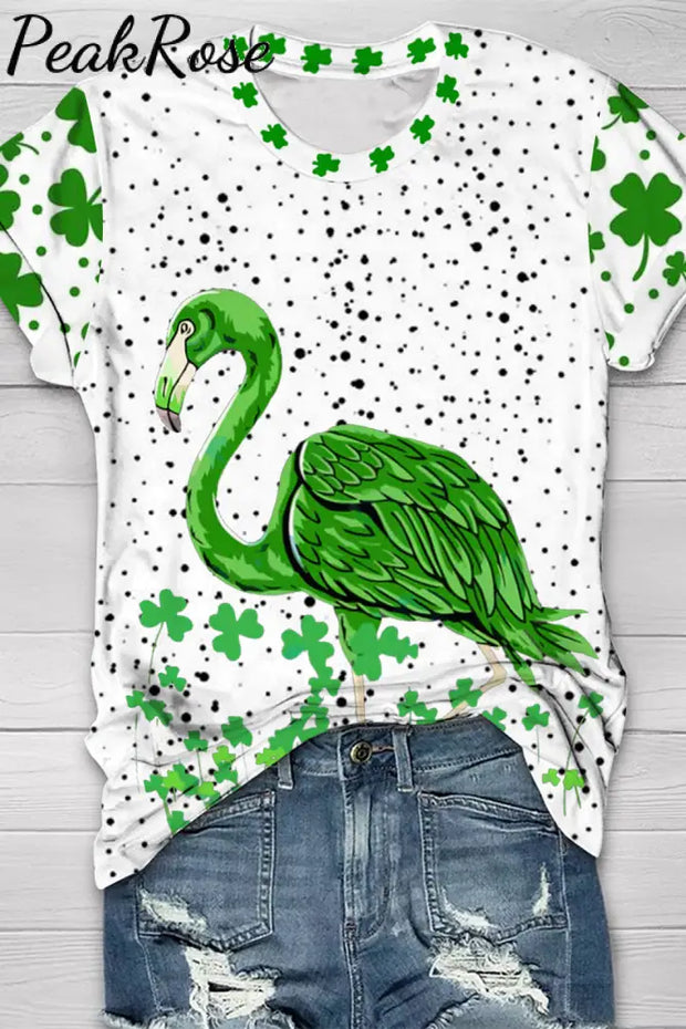 Green Flamingo Lucky Clover Collection Original Costume Round Neck T-Shirt