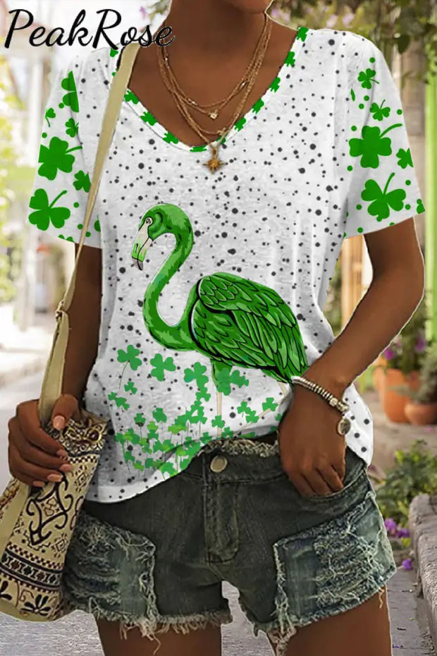 Green Flamingo Lucky Clover Collection Original Costume V-Neck T-Shirt