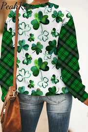 Green Ink Clover Check Print Sweatshirt