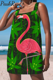 Green Jungle Flamingo Cami Dress S /