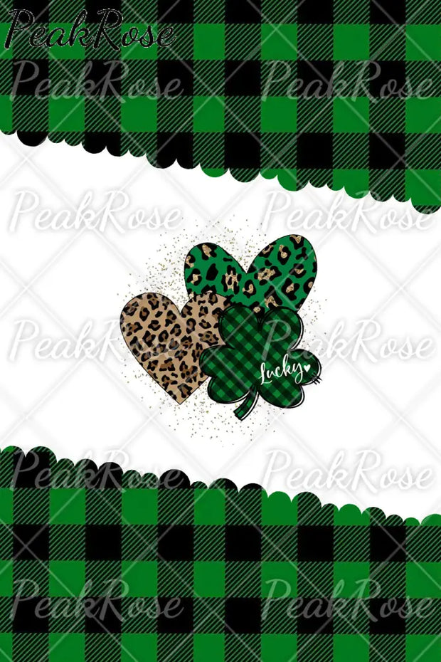 Green Leopard Plaid Lucky Hearts Hoodie