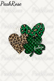 Green Leopard Plaid Lucky Hearts Off-Shoulder Blouse