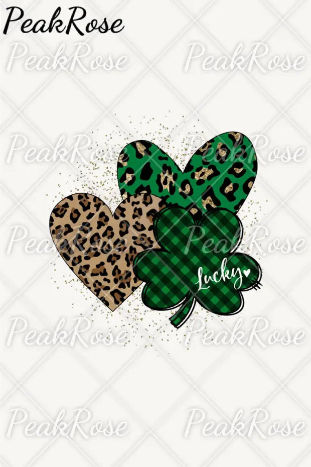 Green Leopard Plaid Lucky Hearts Off-Shoulder Blouse