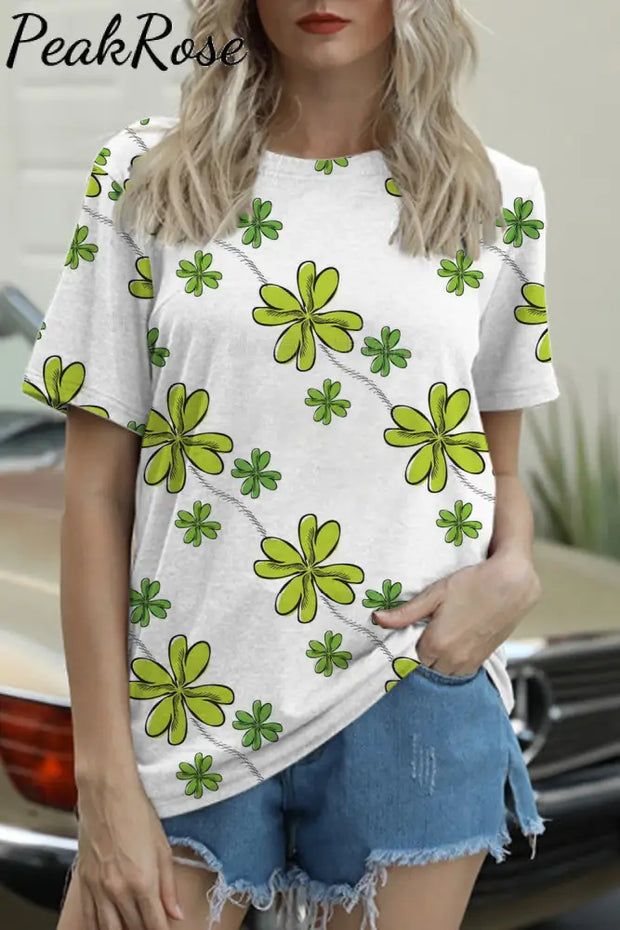 Green Lucky Clover Full Print Short-Sleeved T-Shirt T-Shirt