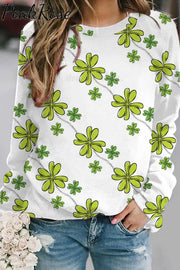 Green Lucky Clover Full Print Sweatshirt / S