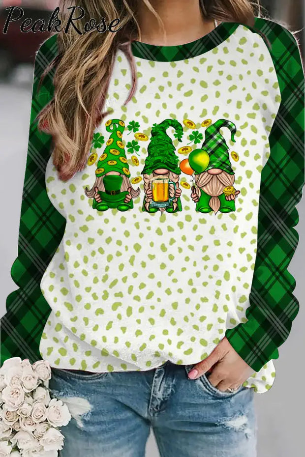 Green Lucky Clover Gnomies Sweatshirt S /