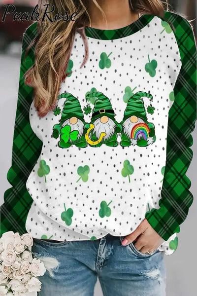 Green Lucky Clover Gnomies Sweatshirt S /