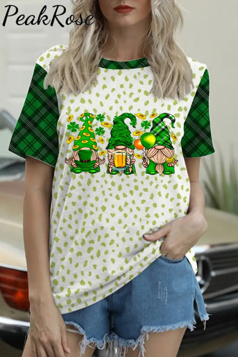 Green Lucky Clover Gnomies T-Shirt T-Shirt