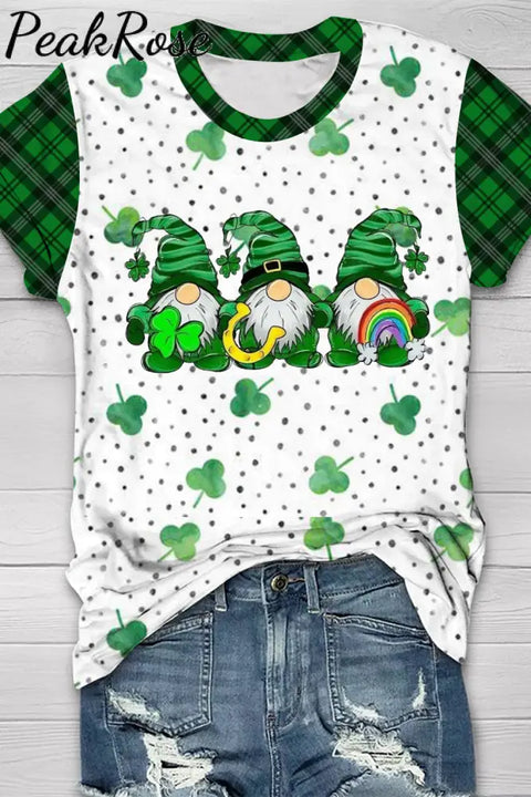 Green Lucky Clover Gnomies T-Shirt T-Shirt