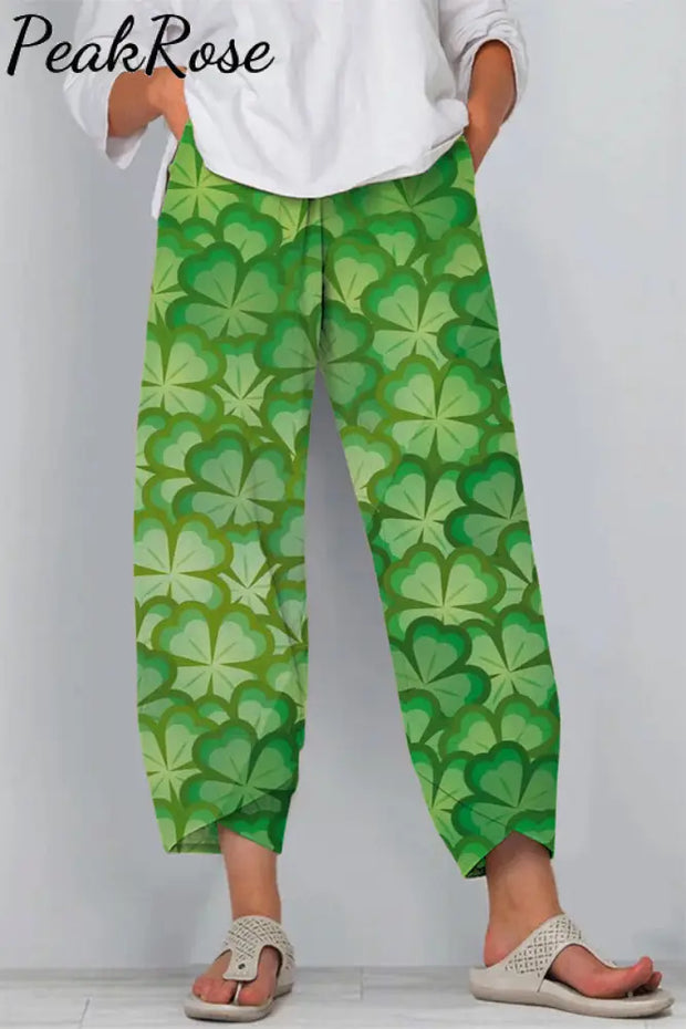 Green Lucky Shamrocks Printed Casual Pants Casual Pant