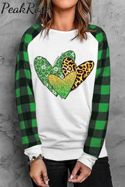 Green Plaid Leopard Print Sweatshirt